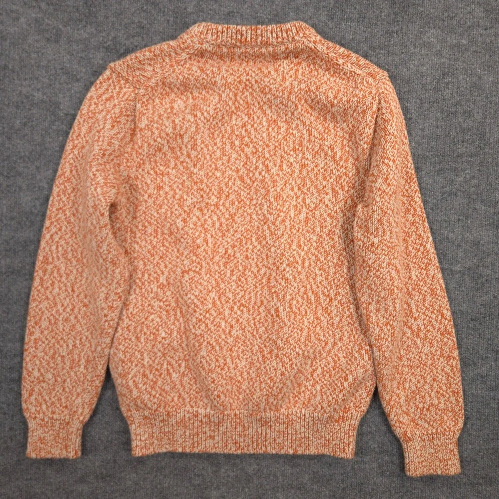 J Crew Marled Cotton Crewneck Sweater Mens M Orange Fisherman Heavyweight Preppy